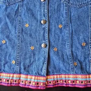 Casey & Max Embroidered Denim 100% Cotton Vest with Colorful Trim‎ Size XL thumbnail 7