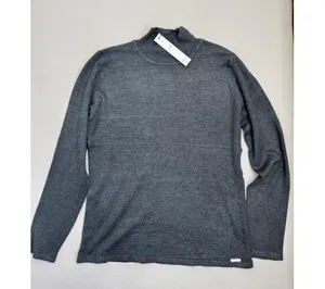 T Tahari Womens Mock Neck Sweater Top Size S Dark Grey Soft Knit Metallic Logo thumbnail 2