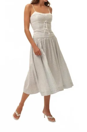 FOR LOVE and LEMONS georgia midi dress in blue gingham thumbnail 1