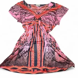 One World Tunic Top Pink Large‎ Boho Geometric Print Casual Summer Festival thumbnail 1