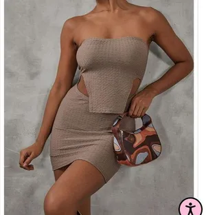 Pretty Little Thing Mocha Textured Mini Dress thumbnail 1