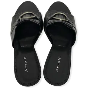 Amalfi Black Italian Leather Fringe kitten-heel mules thumbnail 13