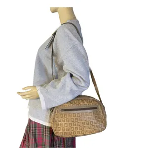Vintage 1990'S Fendi Zucchino Ff Logo Brown Coated Canvas W/Leather Trim Bag thumbnail 2