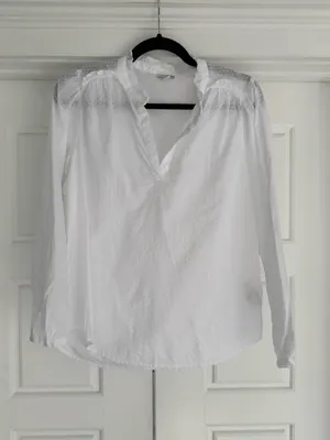 J. Crew White Clip Dot Ruffle Trim Popover Blouse - Small thumbnail 2