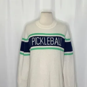 ALASHAN Cashmere Pickleball Sweater Pullover Sporty Text Script Preppy X thumbnail 3