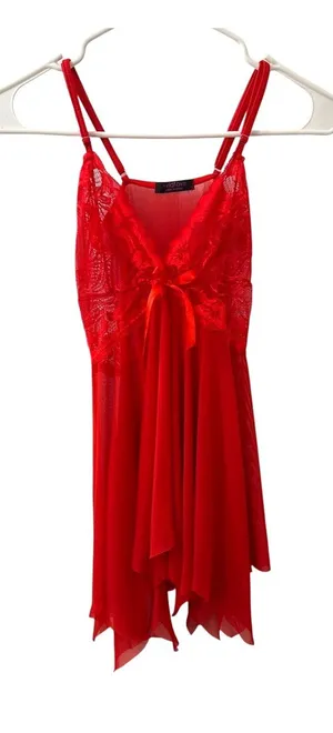 AvidLove Lingerie Red Lace Split Front Teddie Size Women's XS thumbnail 1
