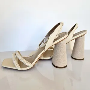 Sam Edelman Women's Ivory Kia Sandal Nappa Beaded Heels US 10‎ thumbnail 6