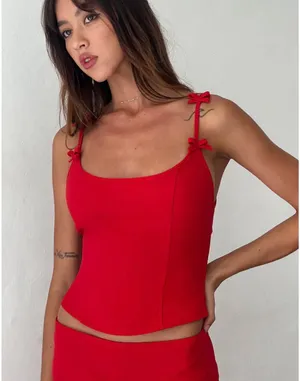 Motel Kaida corset top in red thumbnail 1
