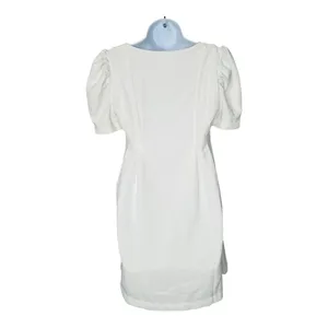 Line & Dot Mini Dress Womens Small White‎ Puff Sleeve Babydoll Tie Front Revolve thumbnail 4