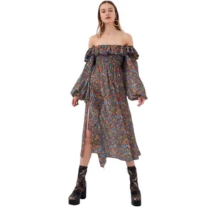 For Love & Lemons Brittany ruffle Midi balloon sleeve floral Dress Size‎ M thumbnail 3