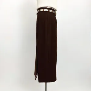 Vintage 80’s Pure Wool Split Hem Midi Skirt in Brown | Size XS/S thumbnail 3