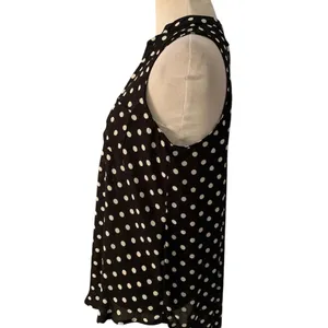 Papermoon Polka Dot V-Neck Sleeveless Blouse in Black & White Size Large thumbnail 2