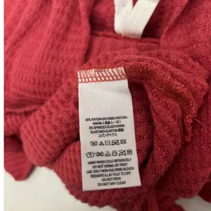 We The Free People Thermal Waffle Knit Tunic L Red Cowl Neck Boho Rustic Fall thumbnail 5