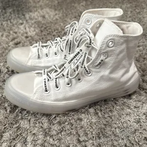 White Converse High Tops with Clear Sole Size 8/10 thumbnail 2