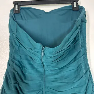 Adriana Papell 6 strapless ruched cocktail dress party shutter pleated mini teal thumbnail 6