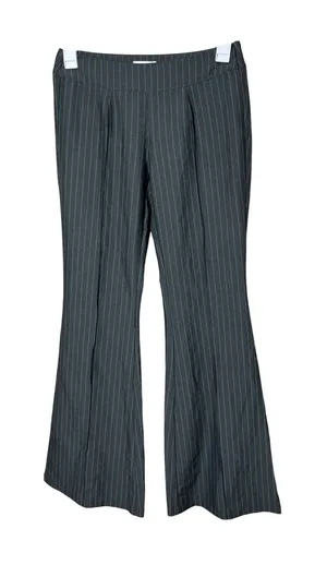 That's So Fetch Women's Gray Pinstripe Flare‎ Pants Tailored Trouser thumbnail 1