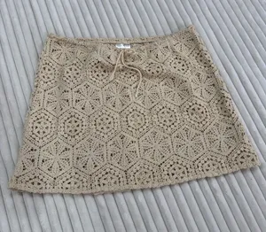 🤍Bohemian cream Crochet swim Coverup Skirt thumbnail 1
