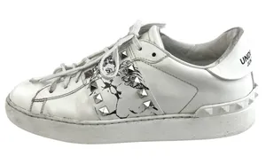 Valentino Garavani Rockstud Women's White Lace Up Low Top Leather Sneakers Sz 9 thumbnail 1