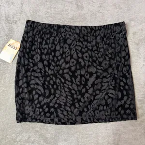 Mudd Black Velvet‎ Mini Skirt Leopard Print Jr Size XL y2k Grunge Indie Sleaze thumbnail 3