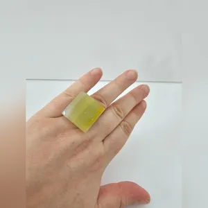 Vintage MCM Chartreuse Resin Statement Ring Bold Square Sugar Cube Yellow thumbnail 2
