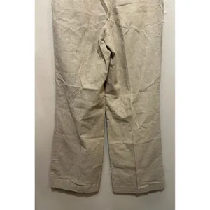 Isaac Mizrahi Womens Linen Blend Trousers Wide Leg Cropped Beige Button Accent‎ Pants Size 8 thumbnail 7