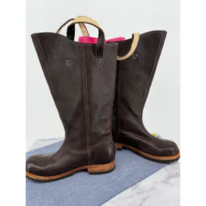 Jim Barnier Anthropologie Brown Leather Calf Boots‎ Sz 6 Lug Sole Pull On thumbnail 6