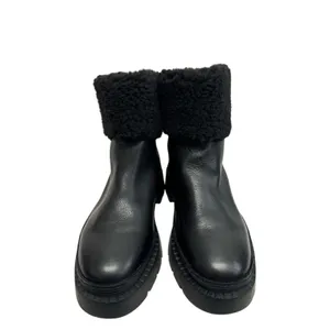 Marc Fisher LTD Boots Black Leather Fur Shearling Lug Sole Size 7 Winter Boots thumbnail 4