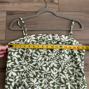Abercrombie & Fitch Green White Linen Leaf Print Convertible Mini Dress L thumbnail 10