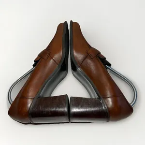 Naturalizer Womens Leather Loafers Block Buckle Heel Slip On Shoes Brown Size 10 thumbnail 4