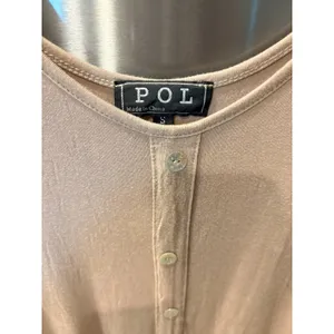 POL Tunic Tank Top Adjustable Straps Ruffle Lace Floral Accents Neutral thumbnail 3
