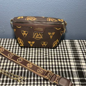 Brown and Tan Patterned Bag with 3 ways to wear and removable straps lie new thumbnail 10