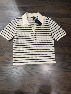 Rag & Bone Viola stripe polo in turtledove thumbnail 2