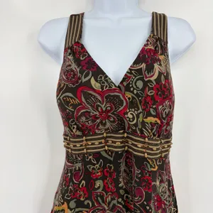 Madison Leigh Boho Floral Beaded Dress Sz 8 Y2K Festival Empire Waist Paisley thumbnail 3