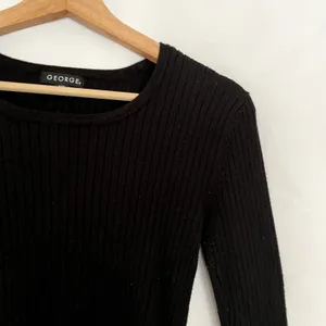 George black ribbed circle neck knit sweater women's S rayon capsule wardrobe thumbnail 2