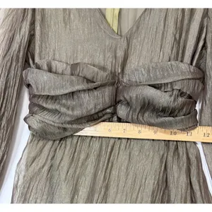 Sheer‎ Crinkle Tiered Maxi Dress Women's S Khaki Ethereal Romantic Coquette Chic thumbnail 11