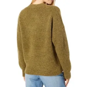 Madewell Belfiore Fuzzy Ribbed Pullover Wool Blend Sweater in Green thumbnail 2