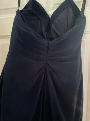 Gather & Gown Size 12 Navy Formal Gown Sweetheart Ruched Chiffon Wedding Guest thumbnail 9