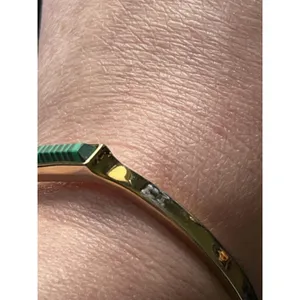 Ann Taylor Gold Tone Malachite Bar Cuff Bangle Bracelet thumbnail 3