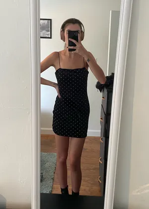 H&M Velvet Rhinestone Black Dress thumbnail 6