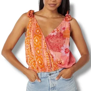 Free People Tied To You Tank Top in Lemonade color combo NEW size medium thumbnail 8