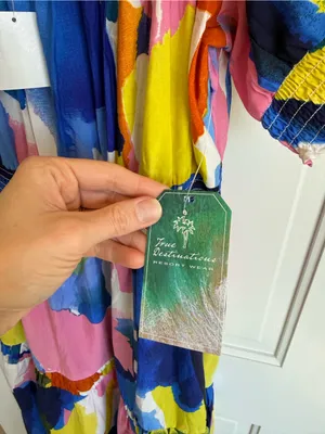 True Destinations Off Shoulder Abstract Print Maxi Dress‎ Medium NWT thumbnail 3