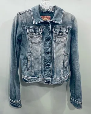 Abercrombie and Fitch women’s jacket cropped denim Size M Medium Blue Distressed thumbnail 1