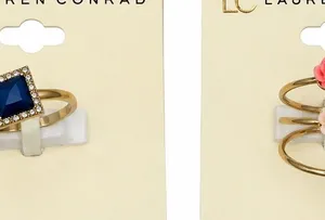 Lauren Conrad LC blue pink 5 ring bundle size 8 cute floral flower CZ new gift thumbnail 1