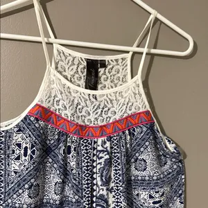 Trixxi Blue and White Sleeveless Halter Sundress thumbnail 2