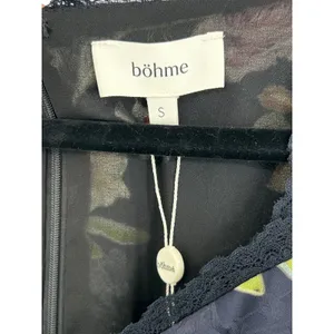 Bohme Floral Cap Sleeve Maxi Navy Blue Lace Autumn Wedding Guest Dress‎ Feminine thumbnail 6