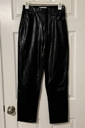 Abercrombie & Fitch The Ankle Straight Ultra High Rise Leather Pants Size 27 / 4 thumbnail 2