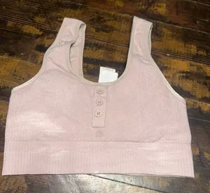 Gymshark ribbed button pink XS athletic sports bra thumbnail 1