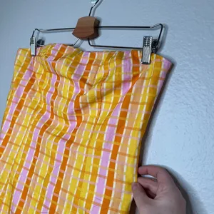 Peppermayo Girls Lunch Tube Mini Dress Splice Check Pattern Linen Blend US 6 thumbnail 3