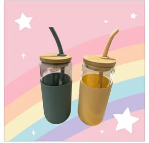 Glass Tumbler With Bamboo Lid & Reusable Straw – Modern Aesthetic Drink Cup Set” thumbnail 2