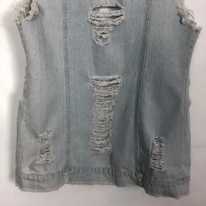 Distressed Denim Vest Womens Medium Long Length Western Cowgirl Rodeo Festival thumbnail 9